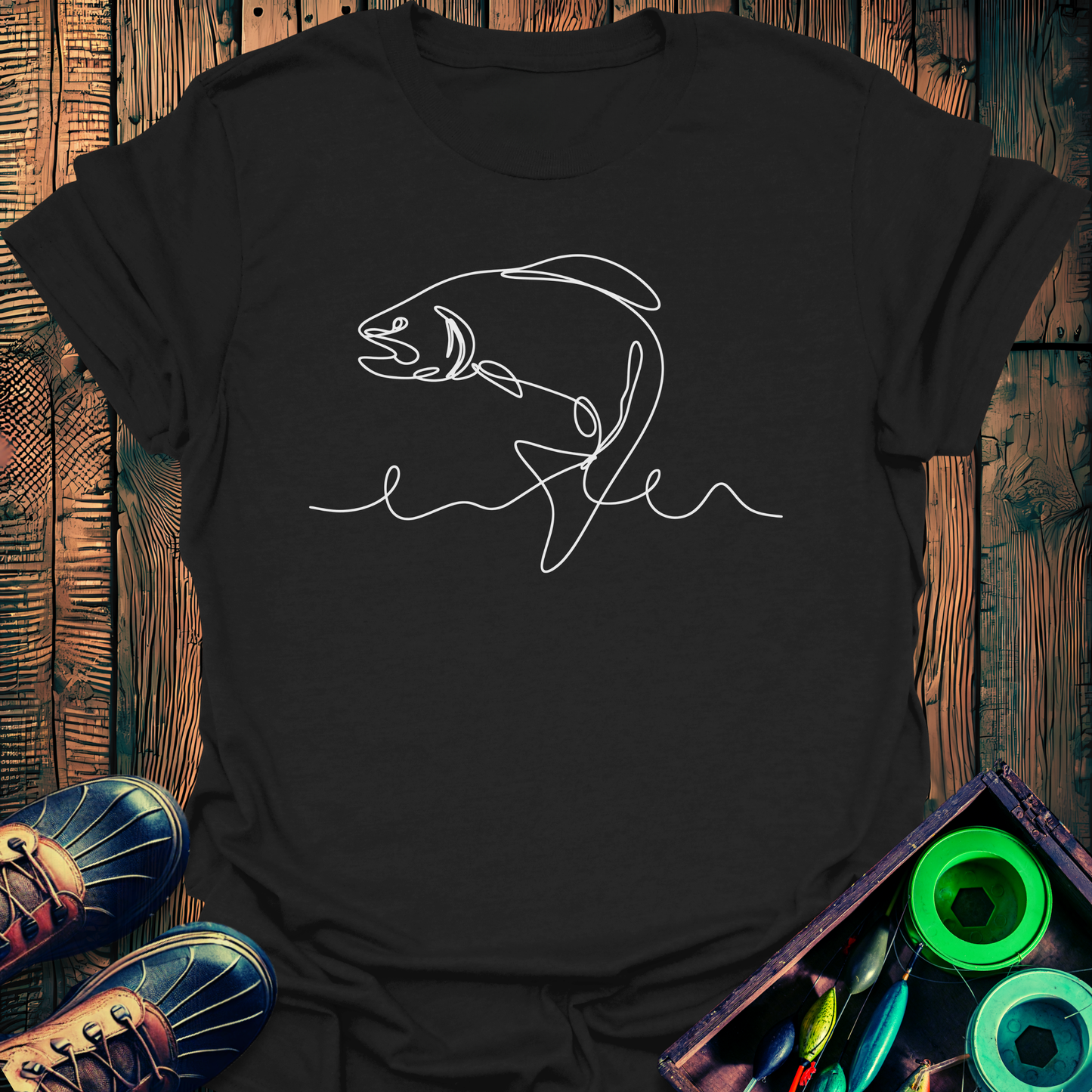 Fish Line Art T-Shirt