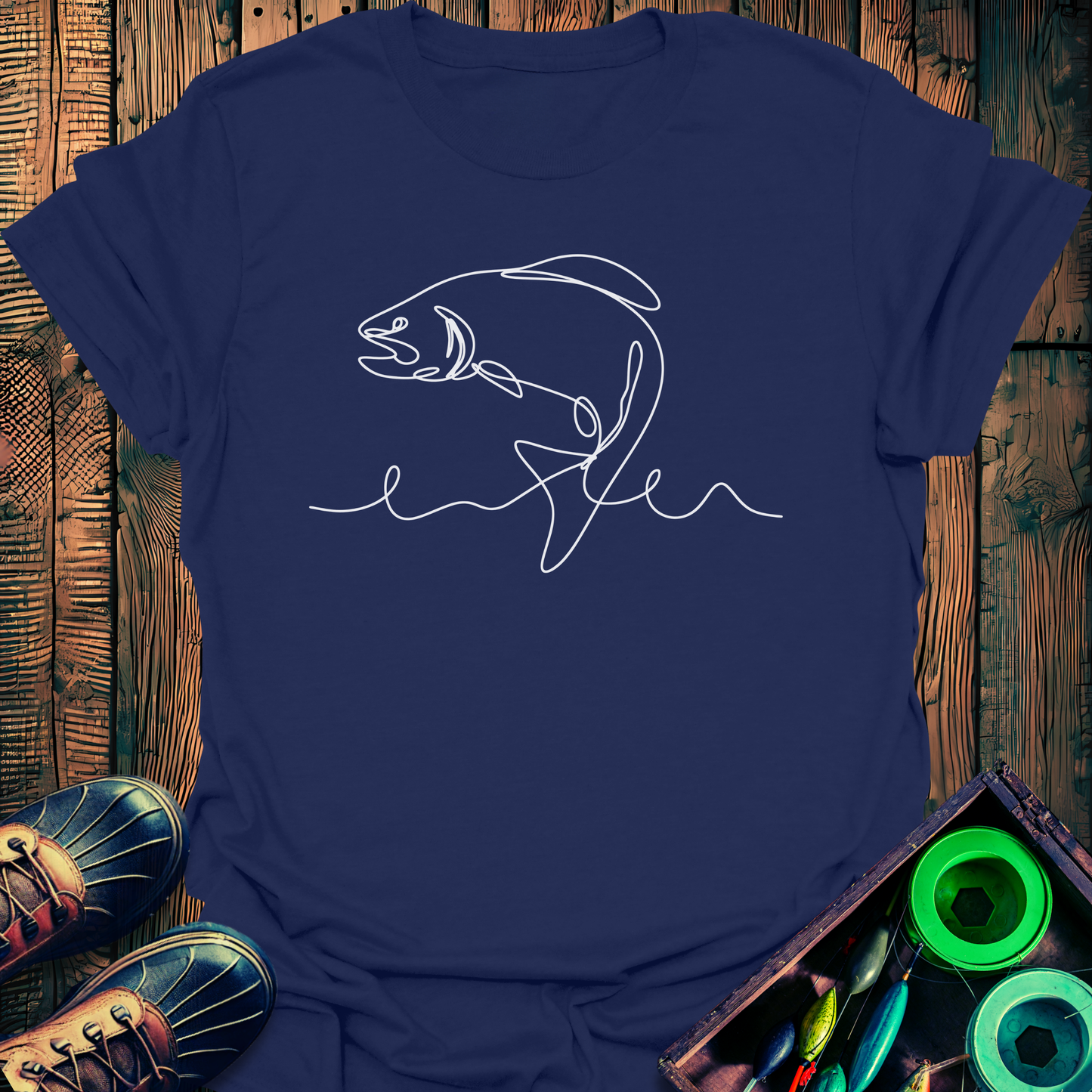 Fish Line Art T-Shirt
