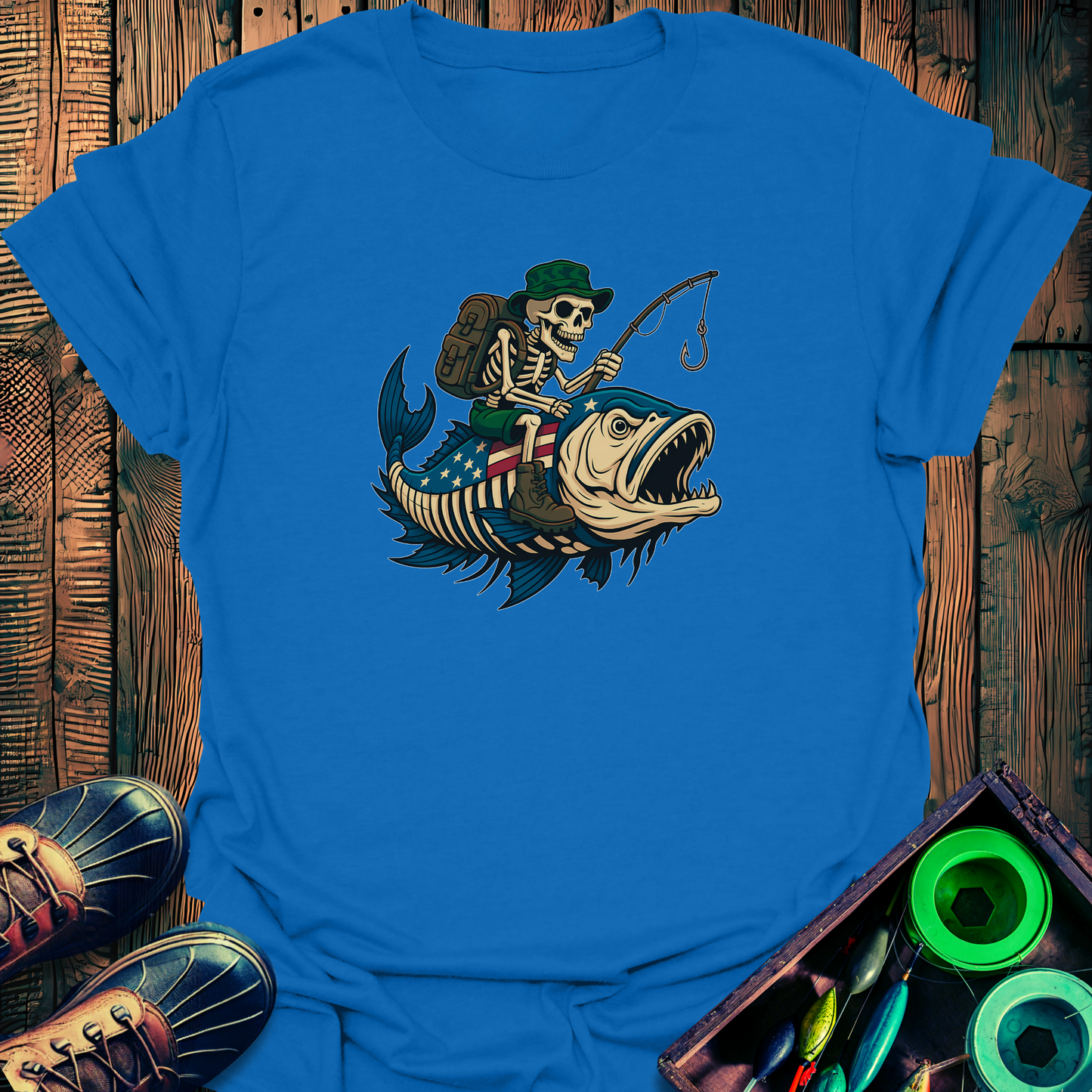 Patriot Skeleton Fishing T-Shirt