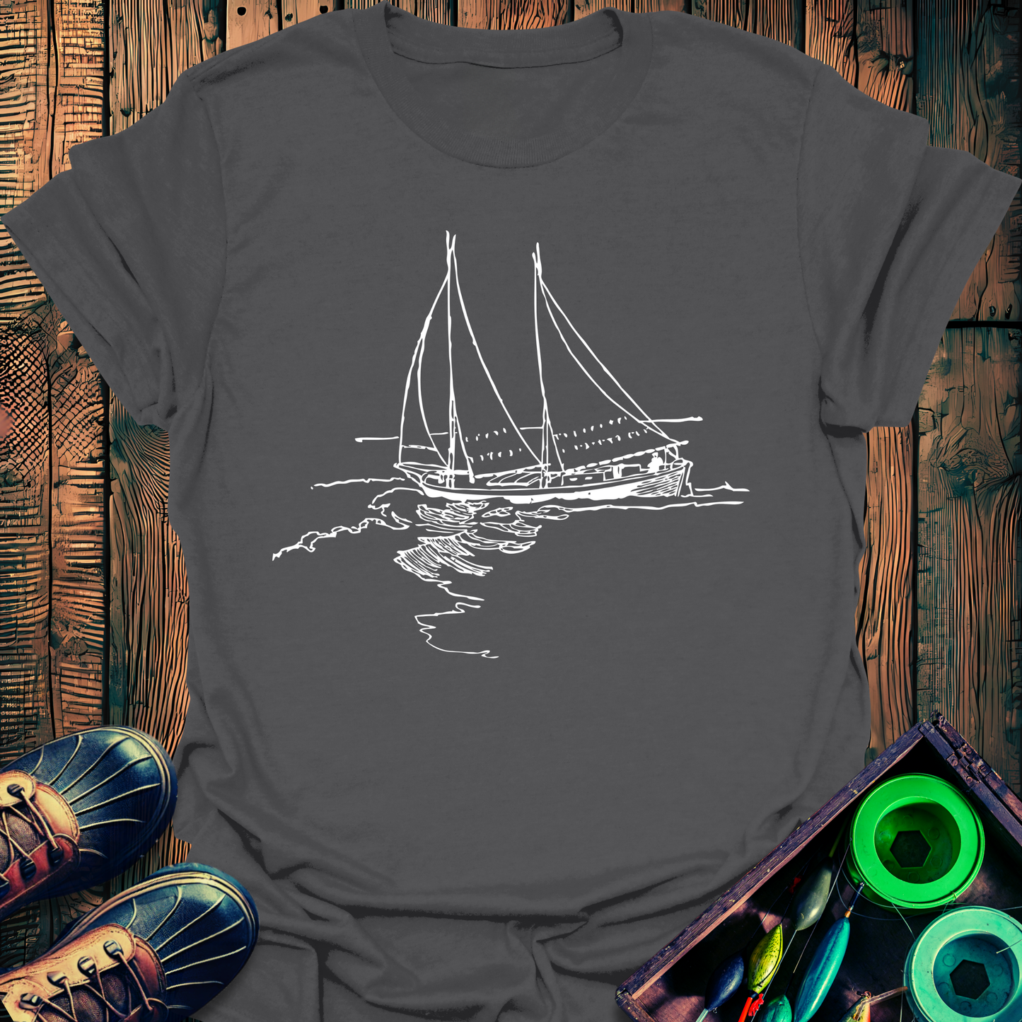 Boat Line Art T-Shirt