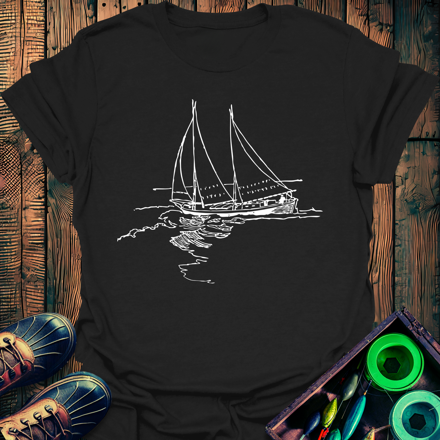 Boat Line Art T-Shirt